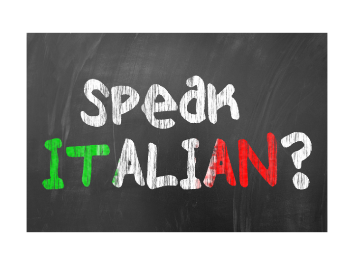Kreidetafel mit Schriftzug Speak I italian?